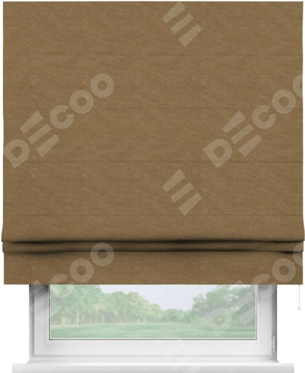 Римская штора «Кортин» для проема, ткань лён димаут, коричневый