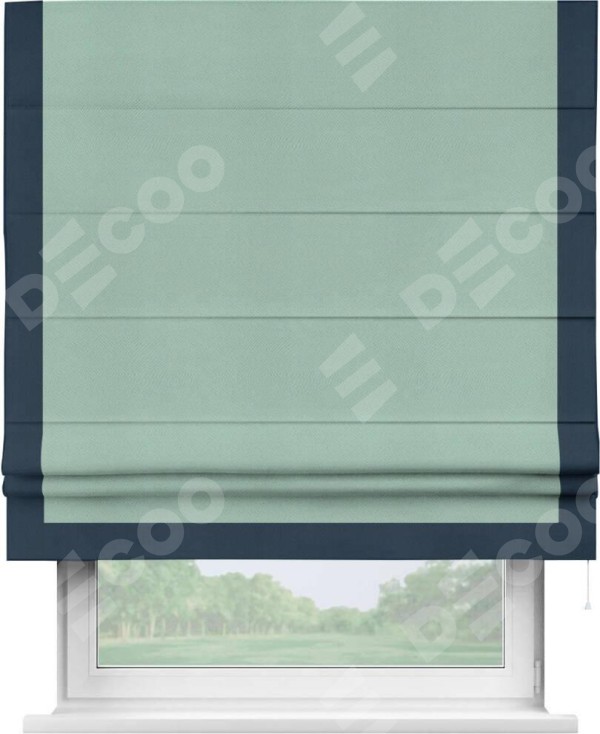 Римская штора «Кортин» с кантом Виктория, для проема, ткань блэкаут однотонный ментоловый