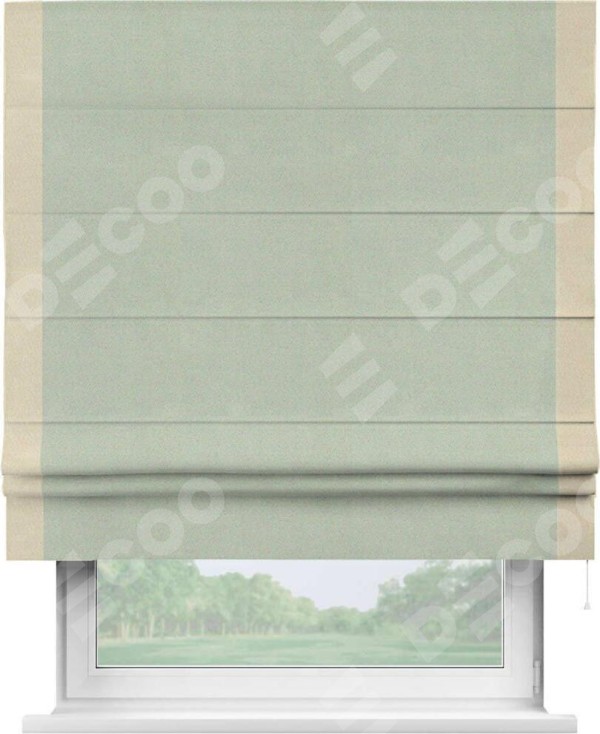 Римская штора «Кортин» с кантом Стрим Дуо, для проема, ткань блэкаут однотонный светло-серый