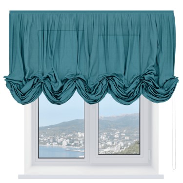 Австрийская штора «Кортин», лён бирюзовый