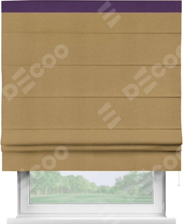 Римская штора «Кортин» с кантом Кинг, для проема, ткань вельвет горчица