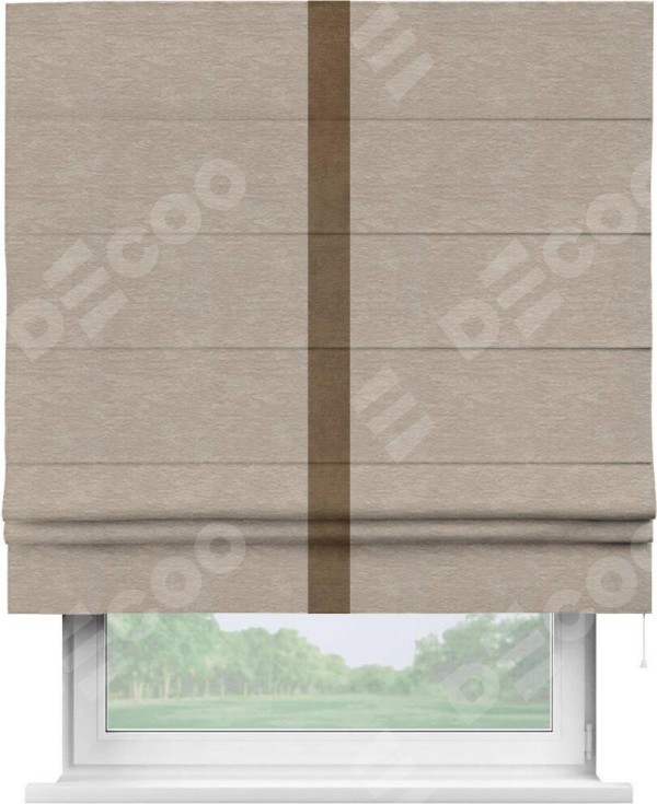 Римская штора «Кортин» с кантом Хайвэй, для проема, ткань софт однотонный темно-бежевый