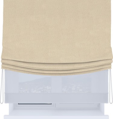 Римская штора «Cortin», блэкаут однотонный кофейно-бежевый, день-ночь с мягкими складками