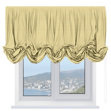 Австрийская штора «Кортин», ткань софт однотонный золотой