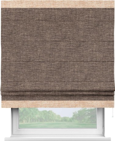 Римская штора «Кортин» для проёма, рогожка димаут коричневый, с кантом Горизонт