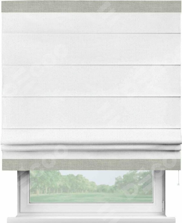 Римская штора «Кортин» с кантом Горизонт, для проема, лён цвет белый