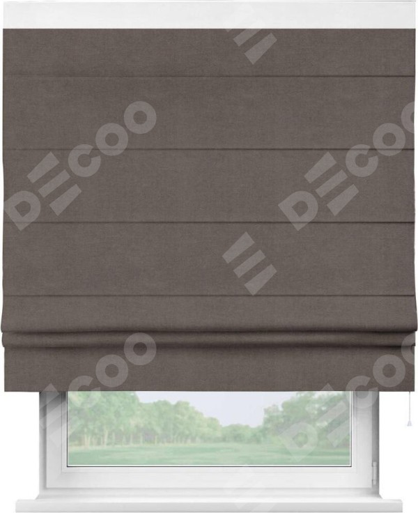 Римская штора «Кортин» с кантом Кинг, для проема, ткань вельвет коричневый