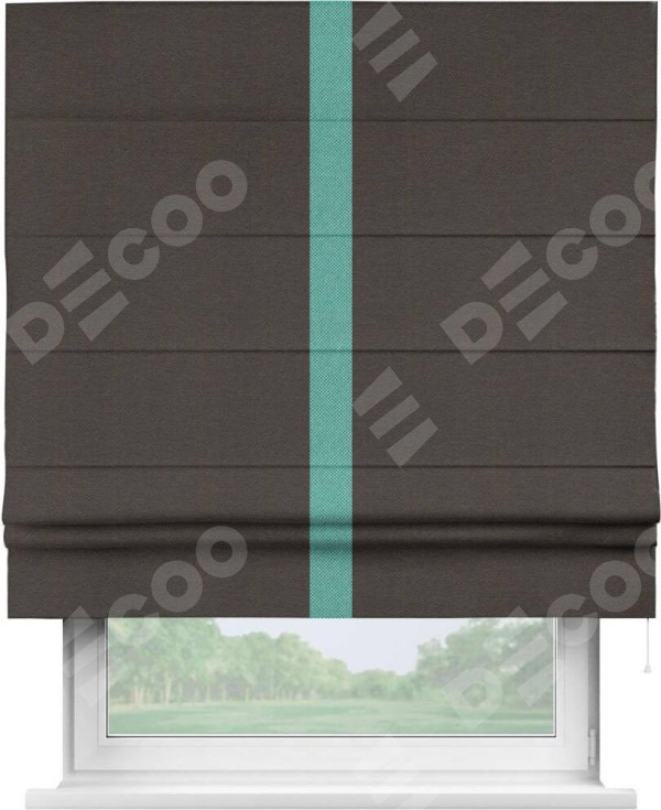 Римская штора «Кортин» с кантом Хайвэй, для проема, ткань лён димаут, венге