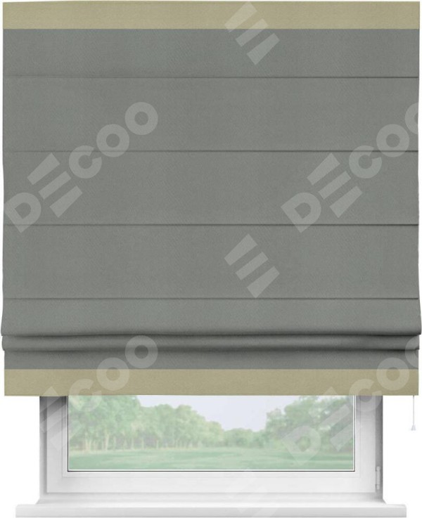 Римская штора «Кортин» с кантом Горизонт, для проема, ткань блэкаут однотонный тёмно-серый