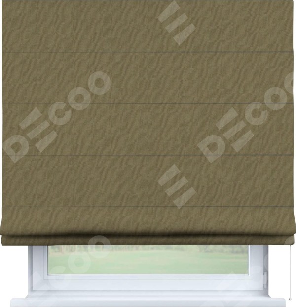 Римская штора «Кортин» для проёма, блэкаут однотонный, бежево-золотой