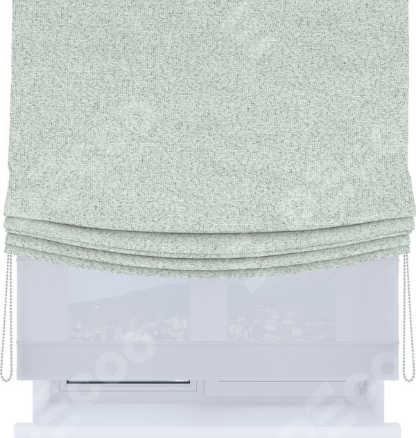 Римская штора «Кортин», день-ночь с мягкими складками, лён блэкаут белый