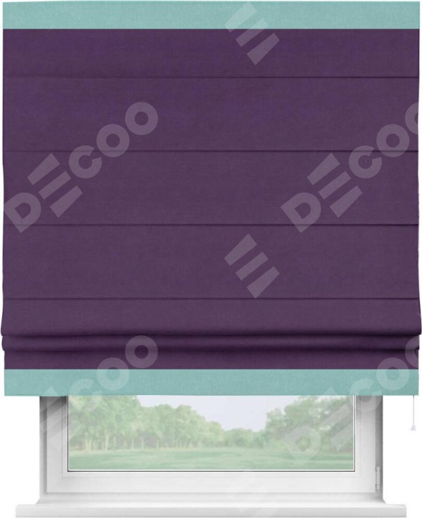 Римская штора «Кортин» с кантом Горизонт, для проема, ткань вельвет темно-фиолетовый