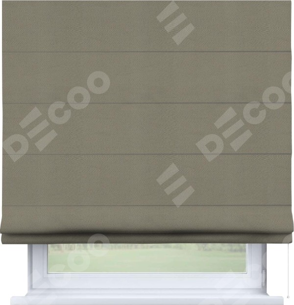 Римская штора «Кортин» для проема, ткань блэкаут однотонный, бежево-серый