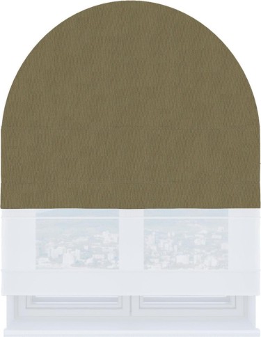 Римская штора «Кортин» день-ночь для арочного проёма, блэкаут однотонный бежево-золотой