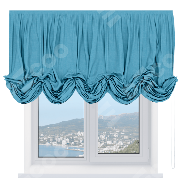 Австрийская штора «Кортин», вельвет ментоловый