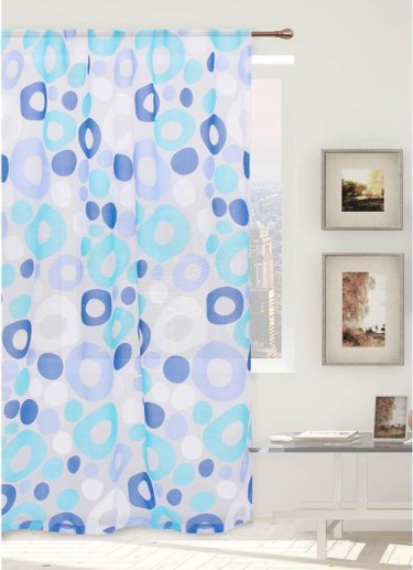 Тюль "Этель" Калейдоскоп (цвет голубой) без утяжелителя, ширина 135 см, высота 270 см