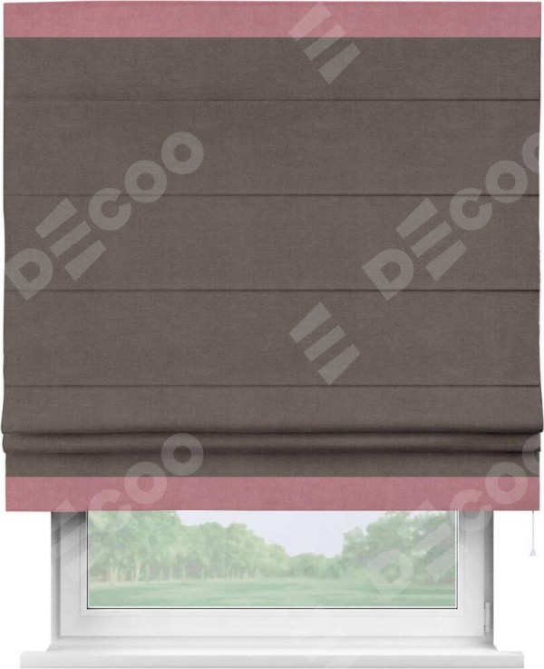 Римская штора «Кортин» с кантом Горизонт, для проема, ткань вельвет коричневый