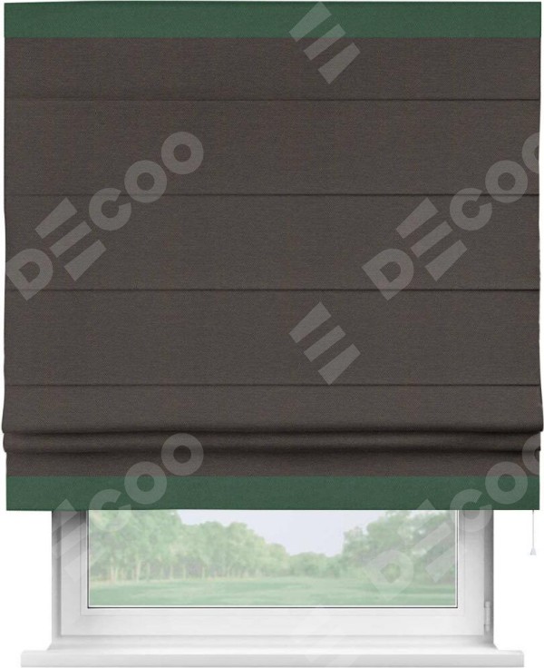 Римская штора «Кортин» с кантом Горизонт, для проема, ткань лён димаут, венге