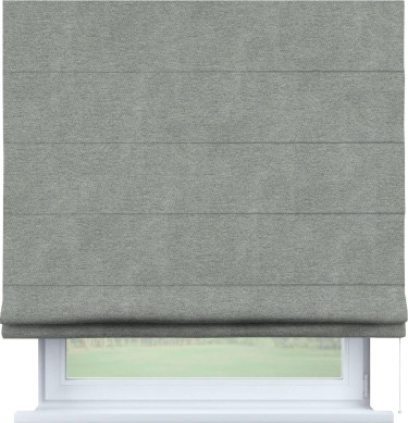 Римская штора «Кортин» для проема, ткань твид блэкаут, светло-серый