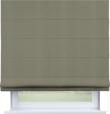 Римская штора «Кортин» для проема, ткань блэкаут однотонный, серо-зелёный