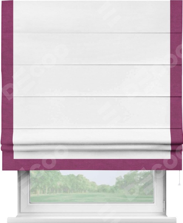 Римская штора «Кортин» с кантом Виктория, для проема, ткань вельвет дымчато-белый