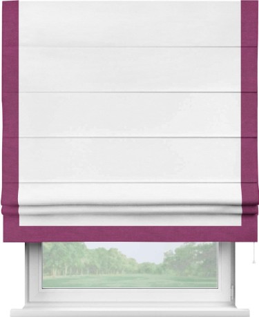 Римская штора «Кортин» с кантом Виктория, для проема, ткань вельвет дымчато-белый