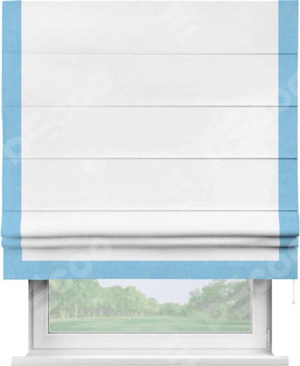 Римская штора «Кортин» с кантом Виктория, для проема, ткань вельвет белый