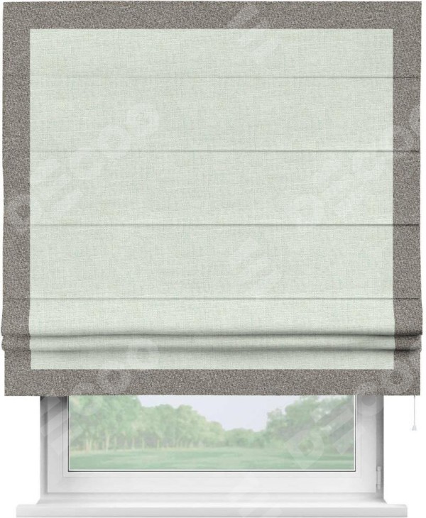 Римская штора «Кортин» для проёма, лён топлёное молоко, с кантом Чесс