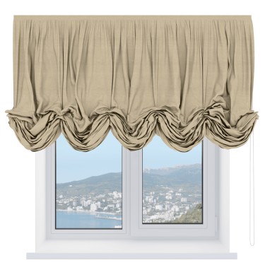 Австрийская штора «Кортин», ткань вельвет бежевый