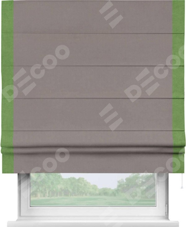 Римская штора «Кортин» с кантом Стрим Дуо, для проема, ткань вельвет темно-бежевый