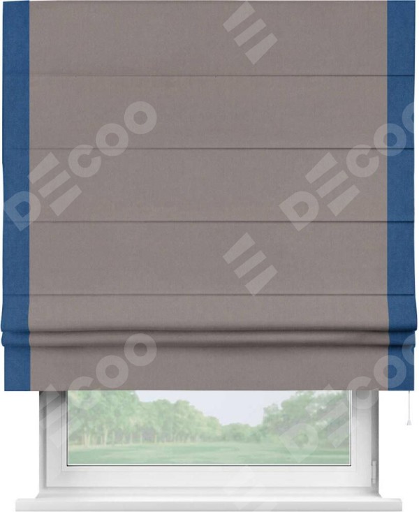 Римская штора «Кортин» с кантом Стрим Дуо, для проема, ткань вельвет темно-бежевый