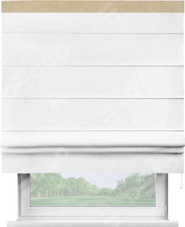 Римская штора «Кортин» с кантом Кинг, для проема, ткань вельвет белый