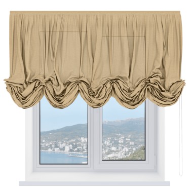 Австрийская штора «Кортин», ткань лён тёмно-бежевый