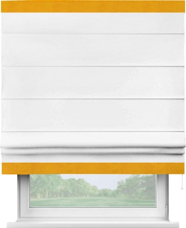 Римская штора «Кортин» с кантом Горизонт, для проема, ткань вельвет белый