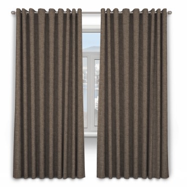 Шторы на люверсах ткань рогожка димаут, коричневый
