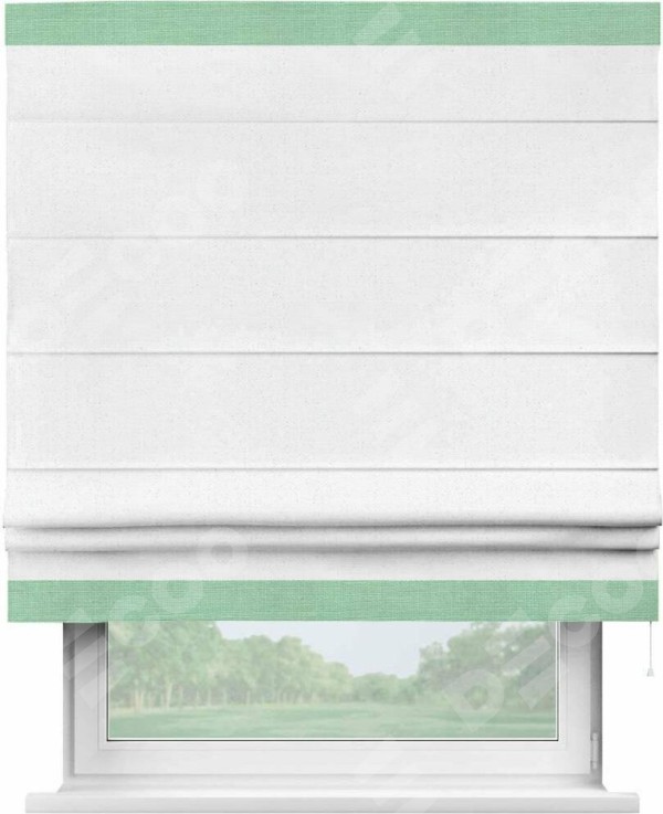 Римская штора «Кортин» с кантом Горизонт, для проема, лён цвет белый