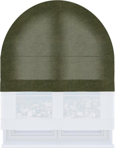 Римская штора «Кортин» день-ночь для арочного проёма, ткань софт однотонный зелёный