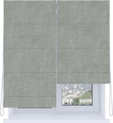 Римская штора «Кортин», система «Комфорт», твид блэкаут светло-серый