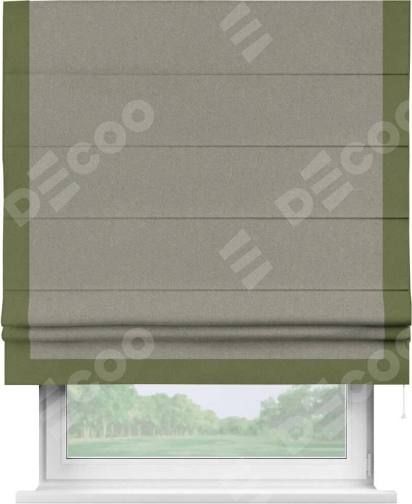 Римская штора «Кортин» с кантом Виктория, для проема, лён блэкаут светло-бежевый