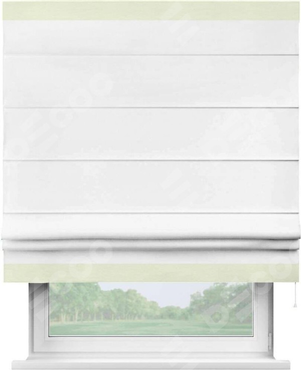 Римская штора «Кортин» с кантом Горизонт, для проема, ткань вельвет белый