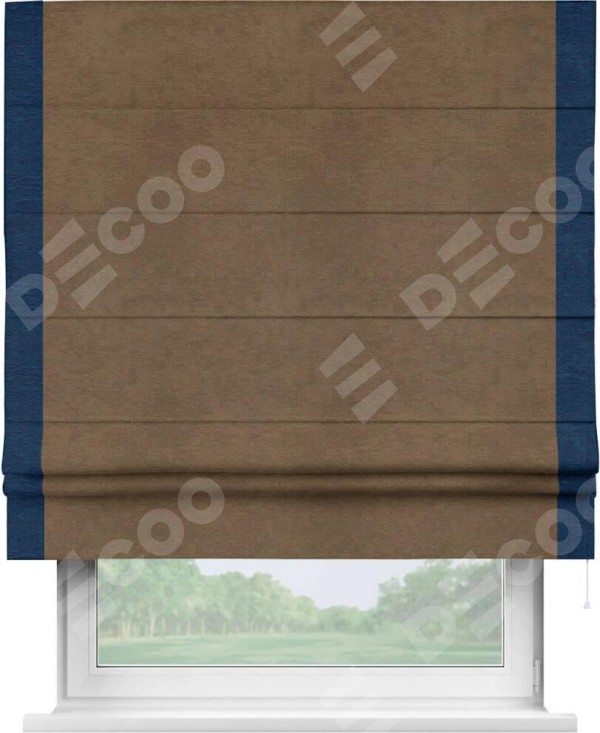 Римская штора «Кортин» с кантом Стрим Дуо, для проема, ткань софт однотонный бронзовый