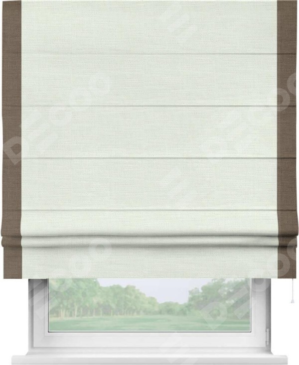 Римская штора «Кортин» с кантом Стрим Дуо, для проема, ткань лён молочный