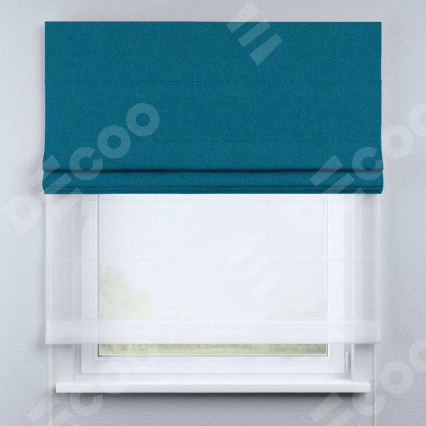 Римская штора «Кортин» день-ночь, ткань лён димаут, светло-синий