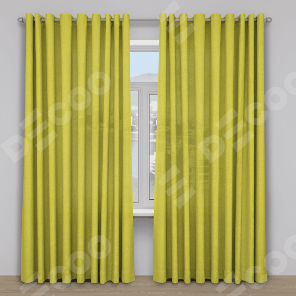 Шторы на люверсах ткань лён салатовый