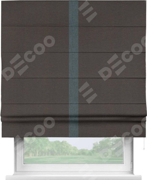 Римская штора «Кортин» с кантом Хайвэй, для проема, ткань лён димаут, венге