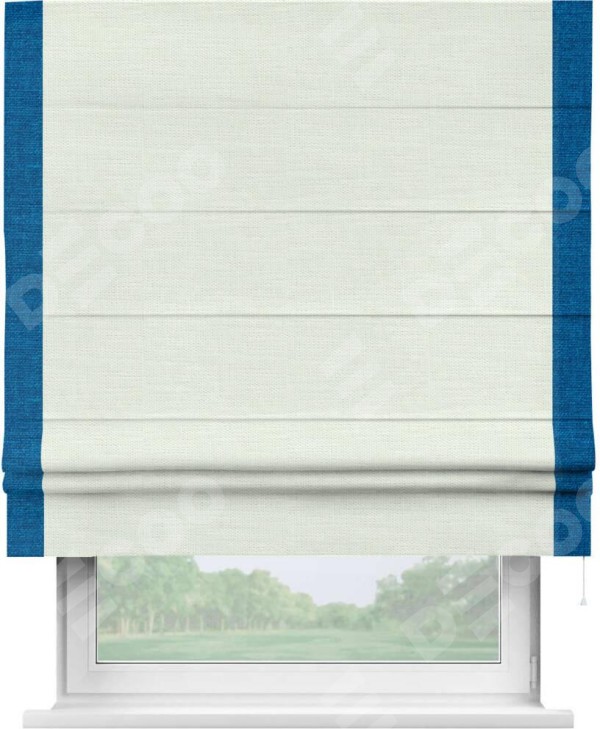 Римская штора «Кортин» с кантом Стрим Дуо, для проема, ткань лён молочный